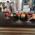 Rosat Can Paixano bottle with sparkling wine bowls
